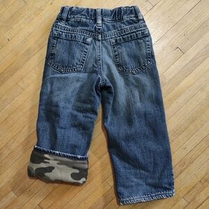 Old Navy camo fleece lined winter blue jeans super warm adjustable waist 3t
